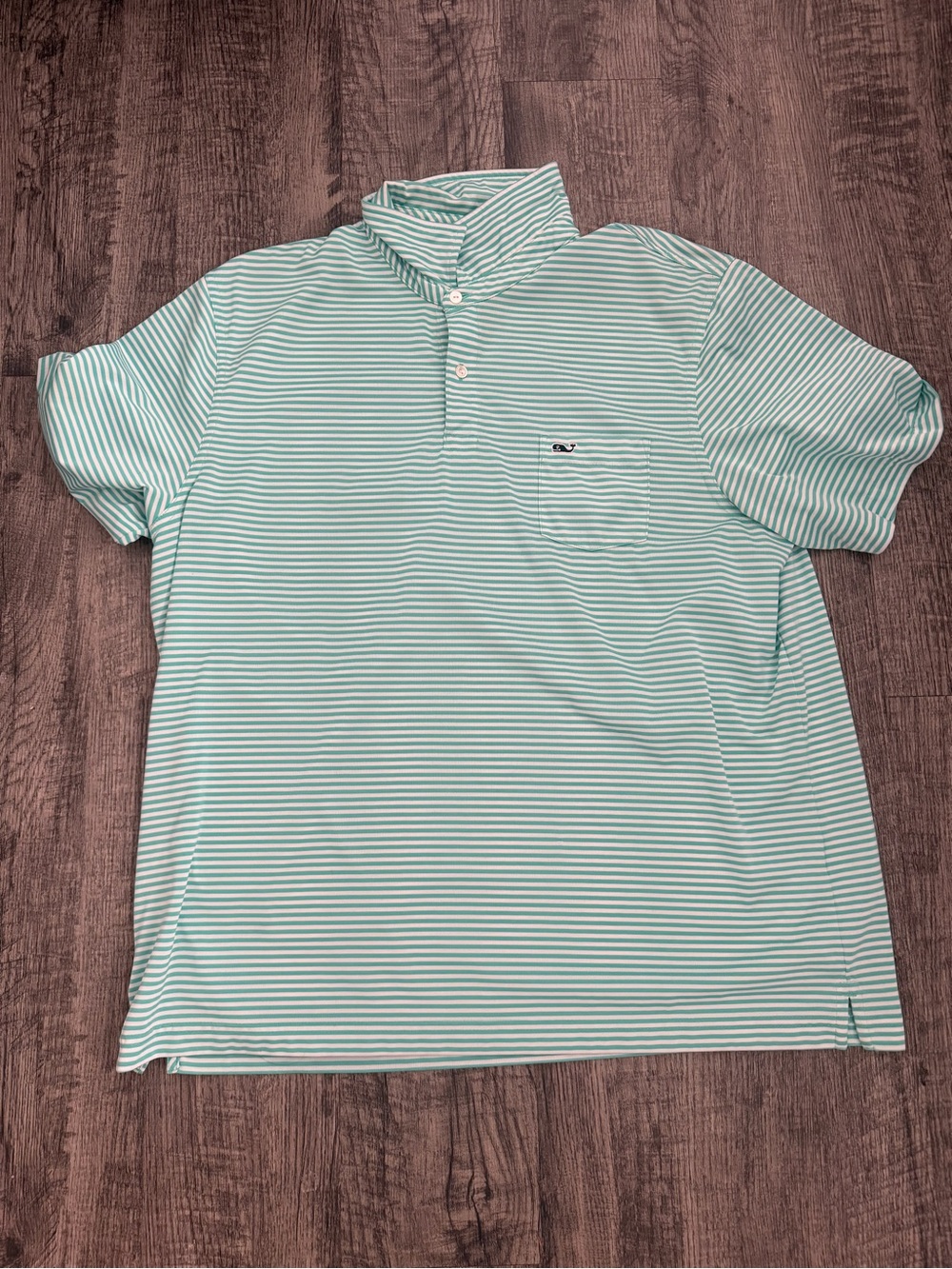Vineyard Vines Mint & White Striped Polo